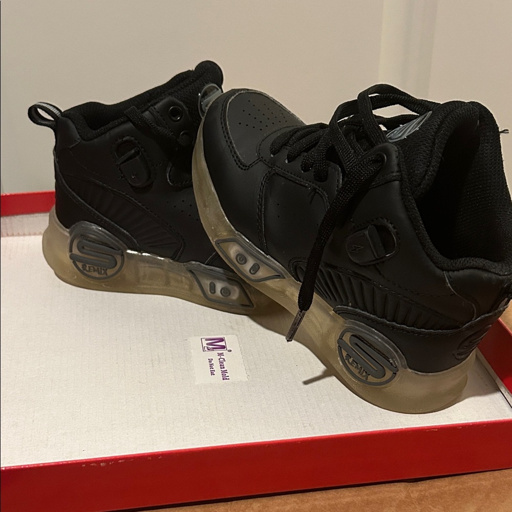 Skechers Kids Black Sneakers with Transparent Sole